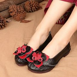 Casual Shoes Soft Bottom Comfortable Hand Made Women Genuine Leather Flat Work Cowhide Flexible Boat Flats