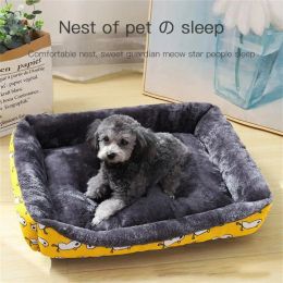 Mats Cat Beds Super Soft Pet Dog Cat Bed Cottton Pet Nest Arctic Velvet Canvas Super Soft Pet Dog Nest Cartoon Winter Warm Pet Mat