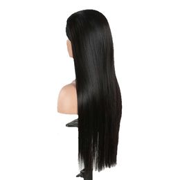 Long Straight Wigs Black Hair Band Head Cover Wig Supply GG