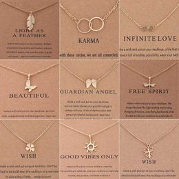 Pendant Necklaces New Trendy Alloy Cute Elegant Sun Love Star Leaves Unicorn Luck Pendant Necklaces for Women Fashion Accessories Jewellery L24313