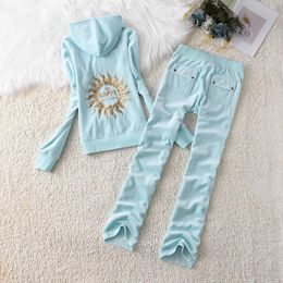 2024 Spring/Autumn Velvet Sports Set Juicy Grape Hooded Top and Pants Suits Fashion Casual Tracksuit Two Piece Set