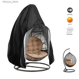 Chair Covers Hanging Swing Egg Chair Cover Waterproof Dust Cover with Zipper Outdoor Garden Patio Rattan Seat Furniture Protector Cover L240313