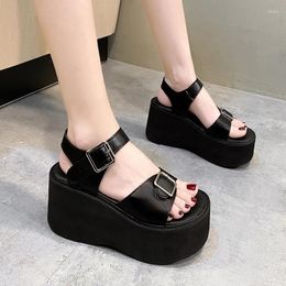Dress Shoes Women Sandals 2024 Summer Casual Platform Fashion Black Chunky Sole Ankle Buckle Strap Sport
