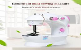 Portable Electric Sewing Machine Pink Mini Handheld Useful ABS Sewing Machine Small Single Needle Home Desktop Automatic1739316