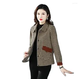 Women's Jackets Middle-Aged Spring Autumn Coat Fashion 2024 Single Breasted Leisure Short Grid Jacket Loose Female Outerwear