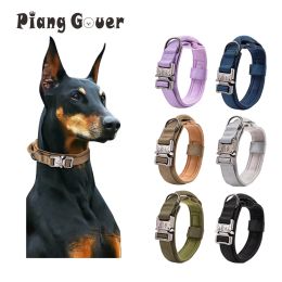 Collars Tactical Dog Collar Adjustable Military Dog Collar with Handle Metal Nylon Pet Collar for Medium Large Dogs