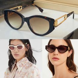 Cat Eye O'Lock Sunglasses genuine Women Club Luxury gold metal tortoiseshell Brand Designer Vintage Gradient Glasses joint name Occhiali FOL033V Female Eyewear