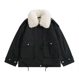 Women's Trench Coats Thick Winter Jackets Velvet Lining To Keep Warm Blue Black Faux Fur Collar High Quality Outwear