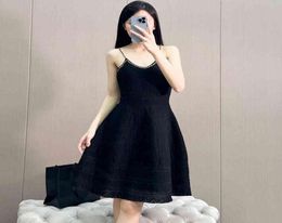 Fashion 2022 designer design C home dress female summer celebrity goddess style close waist thin black skirt chain7469688