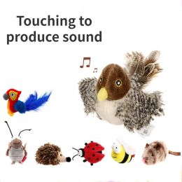 Toys Hot Sell New Cat Toy Sparrow Shaped Funny Bird Simulation Sound Toy Pet Interactive Sounding Plush Doll Pet Supplies Accessories