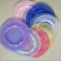 Jewellery Pouches 1000pcs 9 Colours 26cm Round Organza Drawstring Bag Wedding Birthday Candy Gift For Packaging Display Yarn Bags