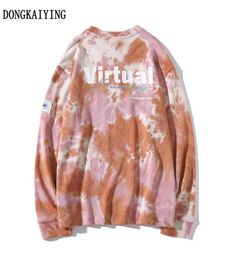 DONGKAIYING Casual Loose Tie Dye Pullover Hoodies Sweatshirts Hip Hop Hipster Punk Rock Streetwear Hoodie Fashion Jumper Tops CX207862809