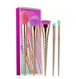 Whole Makeup Brushes Tool Cosmetics Brush 5 Bright Color Rose Gold Spiral Shank Makeup Brush Unicorn Screw Makeup Set 7798665