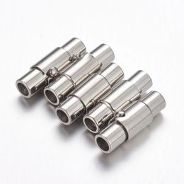 Bracelets 50pcs 304 Stainless Steel Magnetic Screw Clasps Column for Jewelry Making Diy Bracelet Necklace Accessorie with 2/3/4/5/6mm Hole