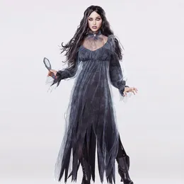 Casual Dresses Cotton Halloween Cosplay Dress With Veil Women Zombie Long Sleeve Slim Fit Gothic Style Party Clothing