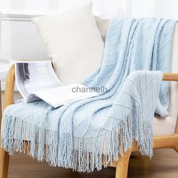 Comforters sets Nordic Style Soft Solid Colour Summer Spring Tassel Knitted Plaid Sofa Towel Blanket Cover Tapestry Bedspread Blankets Home Decor YQ240313