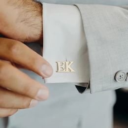 Customised Initials Cufflink for Mens Personalised 1-3 Letters Shirt Cufflink Stainless Steel Jewellery Accessories Groomsman Gift 240301