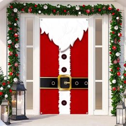 Curtains Christmas Door Curtain 90x200cm Santa Claus Snowman Xmas Background Cloth Merry Cristmas Door Decor for Home New Year Decoration