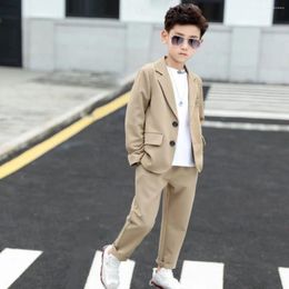 Clothing Sets Boys' Casual Suit 2024 Spring Autumn Korean Children's Jacket Pants 2pcs Clothes Kids Wedding Birthday Party Pography Costume