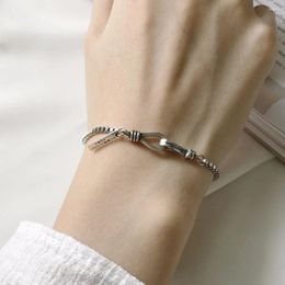 Charm Bracelets Solid 925 Sterling Silver Infinity Bracelet For Women Link Chain Bangle Authentic Jewelry