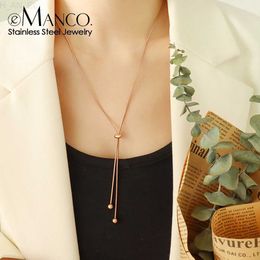 Pendant Necklaces eManco Personalized Snake Chain Adjustable Y Necklace Clavicle Pendant Stainless Steel Necklace Womens Holiday Gift L24313