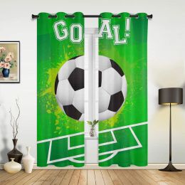 Curtains Soccer Football Field Design Green Curtains for Bedroom Living Room Drapes Kitchen Children's Room Window Curtain Home Decor