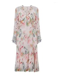 Casual Dresses Elegant Luxury Party Maxi Dress Summer Women's Chiffon Print Fashion Loose A-line High Waist Long Beach