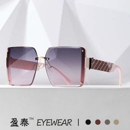 mens designer sunglasses for women New F Family Square Frameless Trimmed Popular on the Net Live Glasses Large Frame Fashion Street Photo Sunglasses