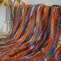 Fabric Autumn Winter Stripes Yarn Dyed Jacquard Fabric High Elastic Women's Shawl Blanket Soft Decorative Fabric 50cmx145cm