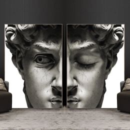 Calligraphy Black And White David Sculpture Canvas Paintings On The Wall Posters And Prints Portrait Wall Art Canvas Pictures Decor Cuadros