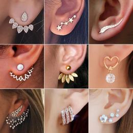 2024 New Crystal Flower 14k Yellow Gold Drop Earrings for Women Fashion Jewelry Rhinestones Earrings Gift for Party Best Friend