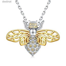 Other 925 Sterling Silver Cute Animal Bee Necklace With Zircon Pendant Jewelry Birthday Christmas Gifts For Women Daughter Mom WifeL242313