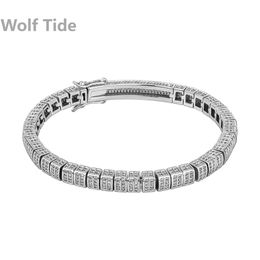 6mm Mens Tennis Bangle Bracelet With Long Spring Buckle Iced Out Cubic Zirconia Hip-hop Bling Wriband Bracelets Wrist Jewellery Gifts For Guys Miami Rapper Party Bijoux