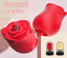 Rose Sucking Vibrator for Women Tongue Licking Pussy Toy Clitoris Stimulator Vaginal Sex Machine Adult Masturbation Porn Tools2585405