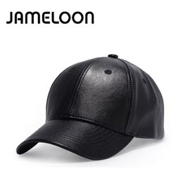 JAMELOON New fashion high quality faux leather PU Cap summer casual snapback baseball caps for men women plain hat whole279Y