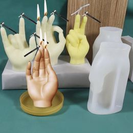 Craft Tools Hand Shape Silicone Mold Creative Gesture Scented Candle Wax Making Mould Home Decor Soap Resin DIY246u