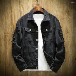 Men's Jackets Stylish Denim Coat Korean Style Loose Single Breasted Jacket Long Sleeves Autumn Winter Jean For Trip