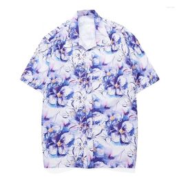 Men's Casual Shirts Summer Fashion Hawaiian Shirt Men Flowers Printed Beach Aloha Short Sleeve Plus Size 5XL Vacation Mens