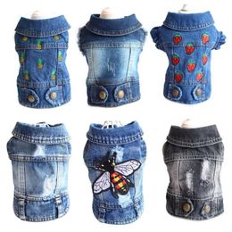 Jeans Pet Dog Vest Shirts Clothes Winter Puppy Cat Denim T-shirt Casual Cowboy Jacket For Small Dogs Chihuahua Coat Costume 10A277E