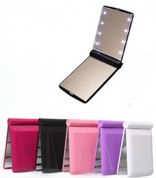 15PCS Lady Makeup Cosmetic 8 LED Mirror Folding Portable Compact Pocket led Mirror Lights Lamps X0553489545