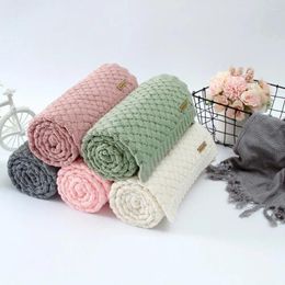 Blankets Born Knitted Soft Infant Swaddle Wrap Baby Stroller Bedding Windproof Warm Blanket Quilt 100x80CM