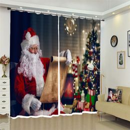 Customizable Modern 3D Blackout Curtains el happy new year Christmas Theme Pattern Thicken Bedroom Curtains for Living Room226N