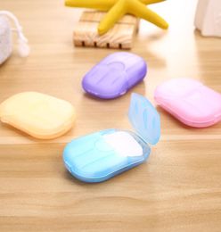 20PCSbox Portable Mini Travel Soap Paper Washing Hand Bath Clean Scented Slice Sheets Disposable Boxe Soap Disinfectant Soap Pape8147261