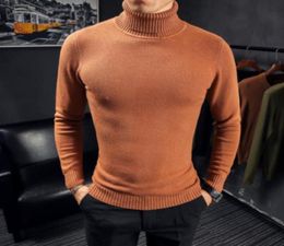 Mens Pullover Sweater Long Sleeve Turtleneck Spring Autumn Knit Tops Male Slim Fit Bodycon Knitwear Sueter Hombre 3XL6855141