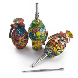 Print Colour Grenade NC 14mm Joint Stainless Steel tip Oil Rigs smoke accessory smoke pipe silicone dab rig 6918041630