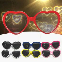 Occhiali a forma di cuore Occhiali da sole con diffrazione del cuore alla moda Guarda le luci notturne diventano effetti speciali d'amore ldd240313