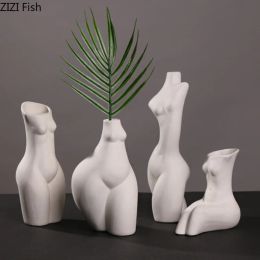 Vases Nordic Nude Figures Vase Human Body Ceramic Vases Bust Character Plant Pots Decorative Flower Arrangement Home Decoration Modern