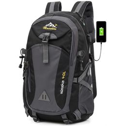 40L Waterproof USB charging Climbing Unisex male travel men Backpack men Outdoor Sports Camping Hiking Backpack School Bag Pack 20275A