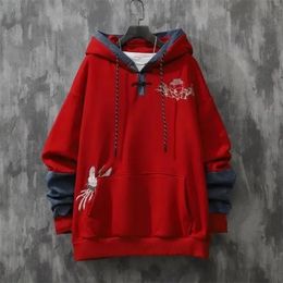 Red Hoodies Hip Hop Embroidered Hooded Top Grunge 2023 Womens Sweatshirt Baggy Sport Loose with Orint on Emo Xxl Woman Clothing 240301