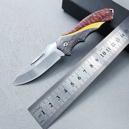 Camping Hunting Knives Folding Stainless Steel Outdoor Knife Camping Hunting Portable With Anti-Slip Survival Pocket Knives Fruit Cutter Tools 240315